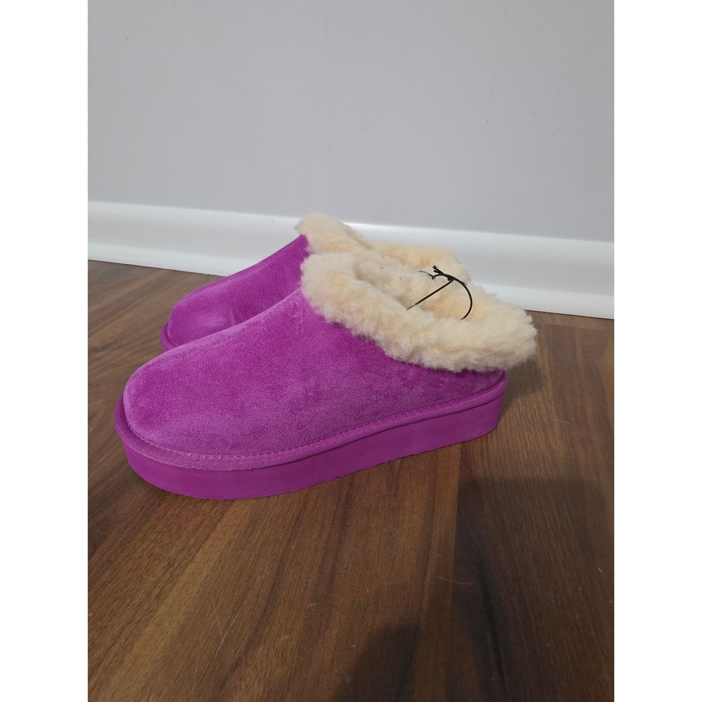 Pawz Jessica Platform Slipper Women Size 8 Violet New Microsuede Faux Fur Purple
